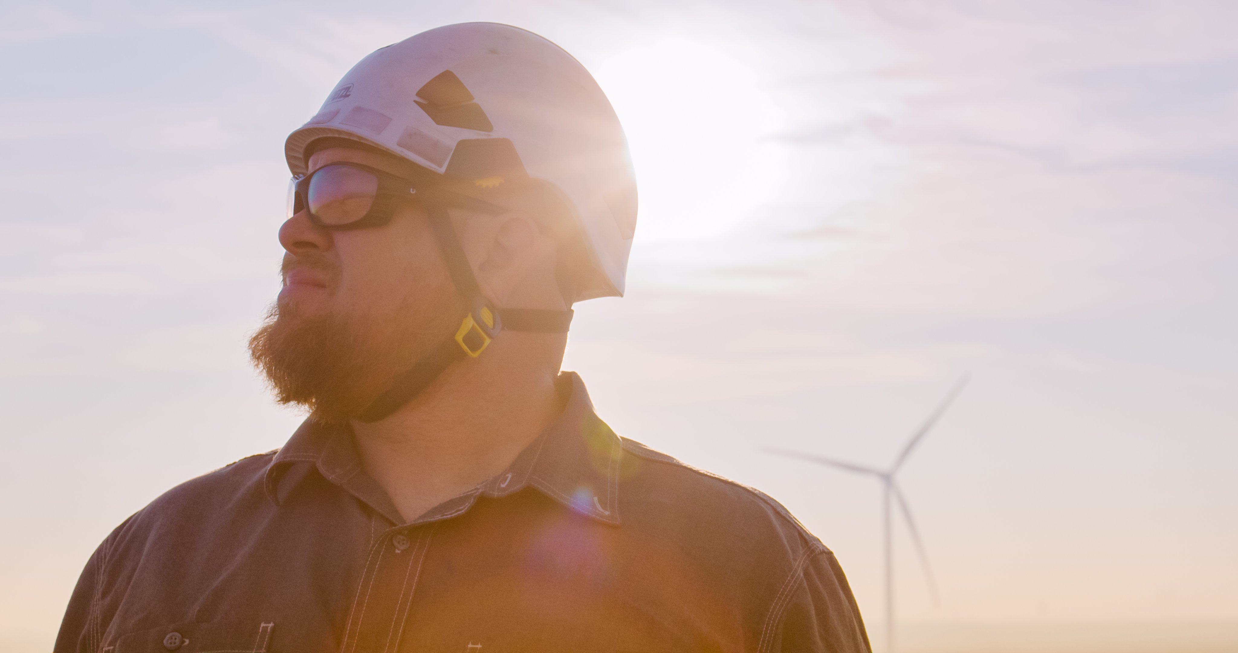 wind technician at wind turbine site